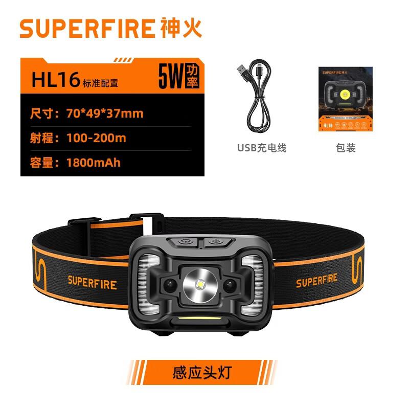 SupFire Перезаряжаемый светодиодный налобный фонарь HL16