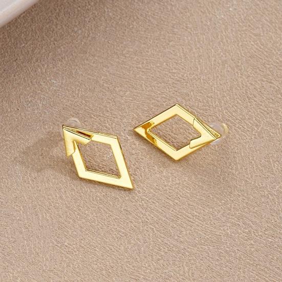 1 пара женских геометрических серег в форме ромба, гипоаллергенные, легкие, минималистичные, массивные серьги, полые, квадратные спереди и сзади, металлические серьги-гвоздики, ювелирные изделия