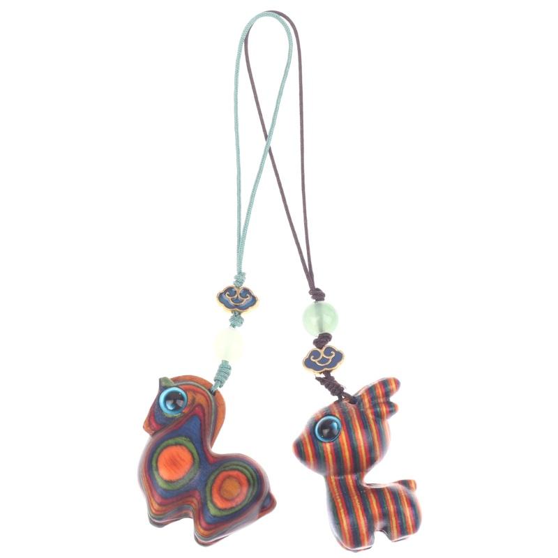 Wood Engraved Tangma Key Chain Cute Small Pendant Keychain Rainbow Wood Products Bag Backpack Charm Phone Pendant