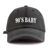 1 шт. Стильная винтажная бейсболка с принтом '90'S BABY' для взрослых, Минималистичная ретро-стиль, Повседневная, Мягкая, Регулируемая, Кепка 'Папа', Идеально в качестве подарка