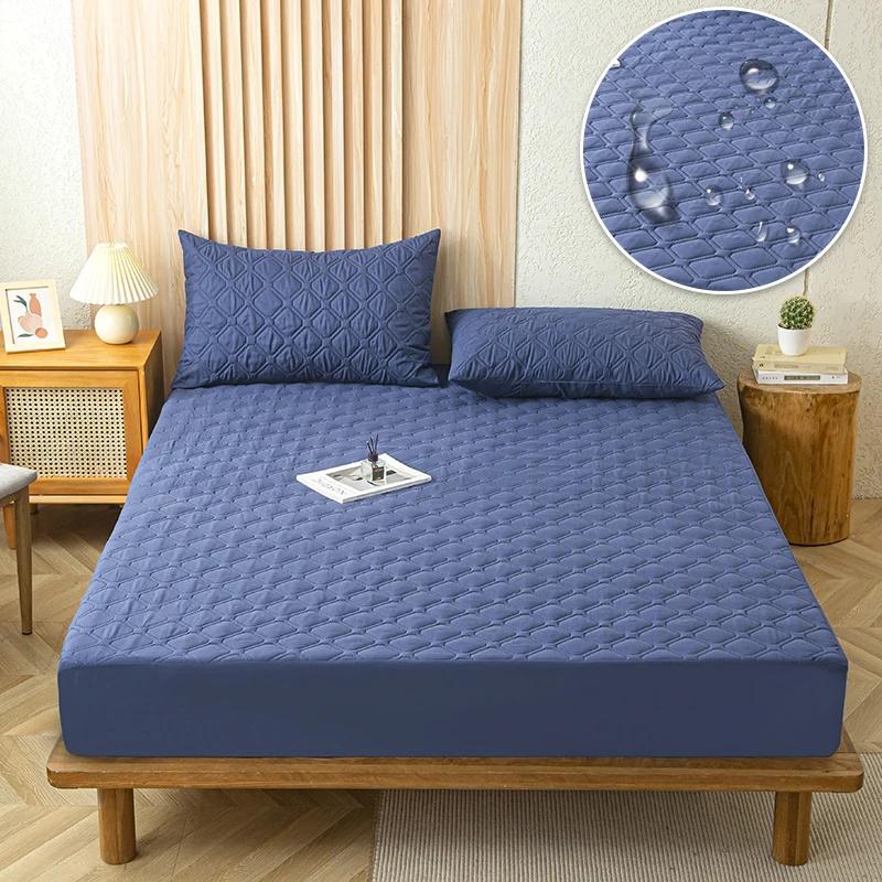 Супер водонепроницаемый стеганый матрас для кровати, набор чехлов для односпальной двуспальной кровати, защита от намокания, пылезащитная простыня на кровати