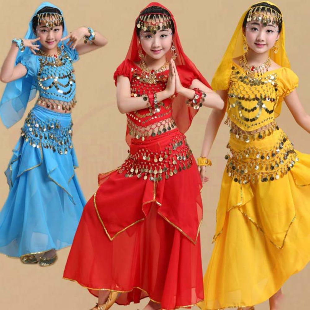 Princess Dress Belly Dance Costumes Colorful India Girls' Clothing Dance Costumes Set Festival