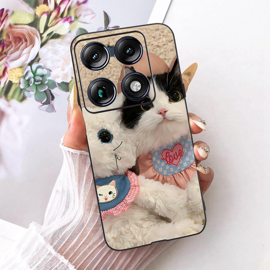 For Motorola Signature 6.8'' Case Cute Cat Cartoons Pattern Soft Silicone TPU Funda For MotoX70 Air Pro Signature Back Covers