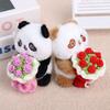 Брелок Панда с цветами Милый плюшевый набивной зверек с вязаным букетом Мягкий плюшевый брелок для сумки Талисман на удачу Подарок
