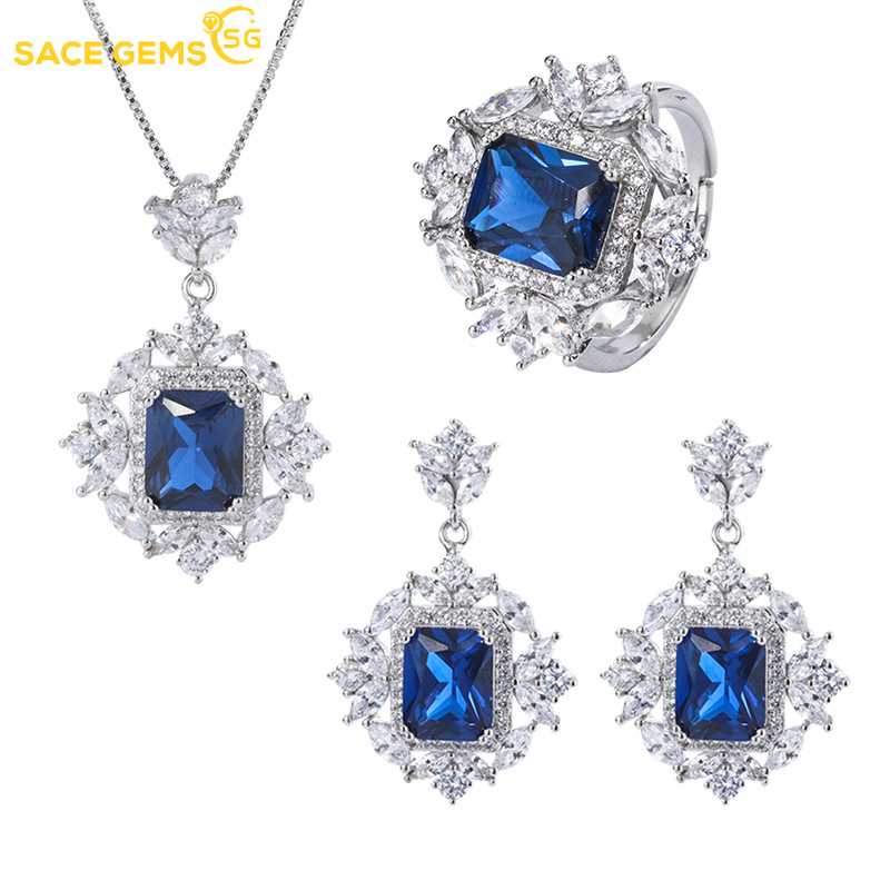 Sace Gems Классические кольца из медного сплава с цирконием, серьги, кулон, ожерелье, комплекты ювелирных изделий, подарки для свадебной вечеринки
