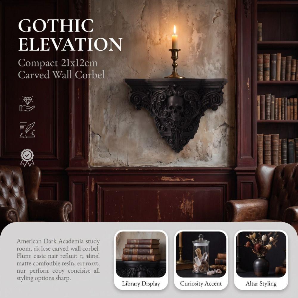 Vintage Style Halloween Skull Wall Mount Shelf Gothic Art Skull Wall Rack Living Room