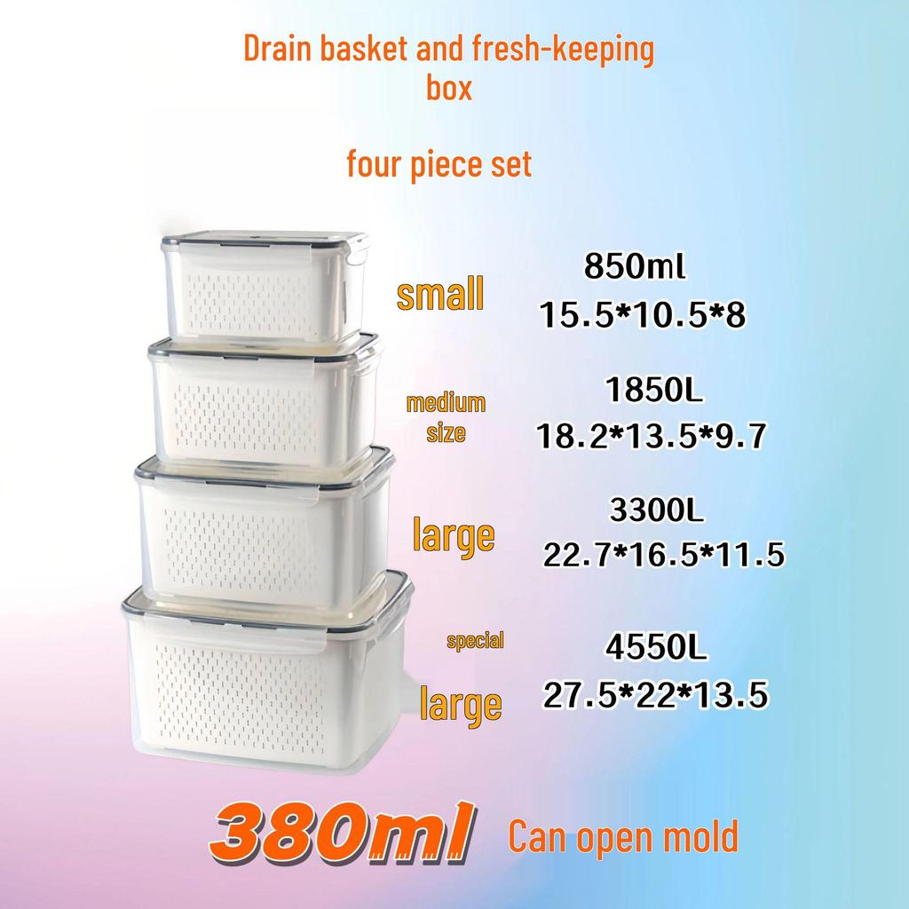 Fresh-Keep Draining Basket Set: 3-Piece Vegetable & Fruit Storage for Microwave, Fridge, or Kitchen Use.