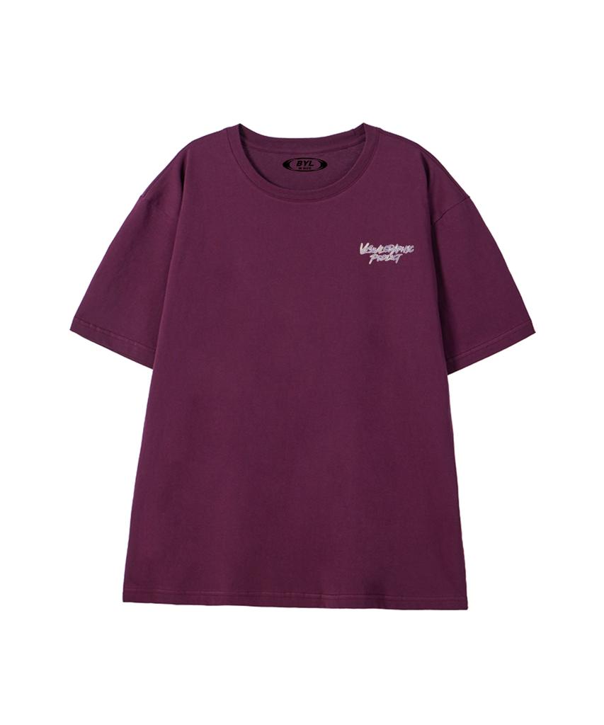 BY.L Contour Graffiti Logo Short Sleeve T-Shirt Wine