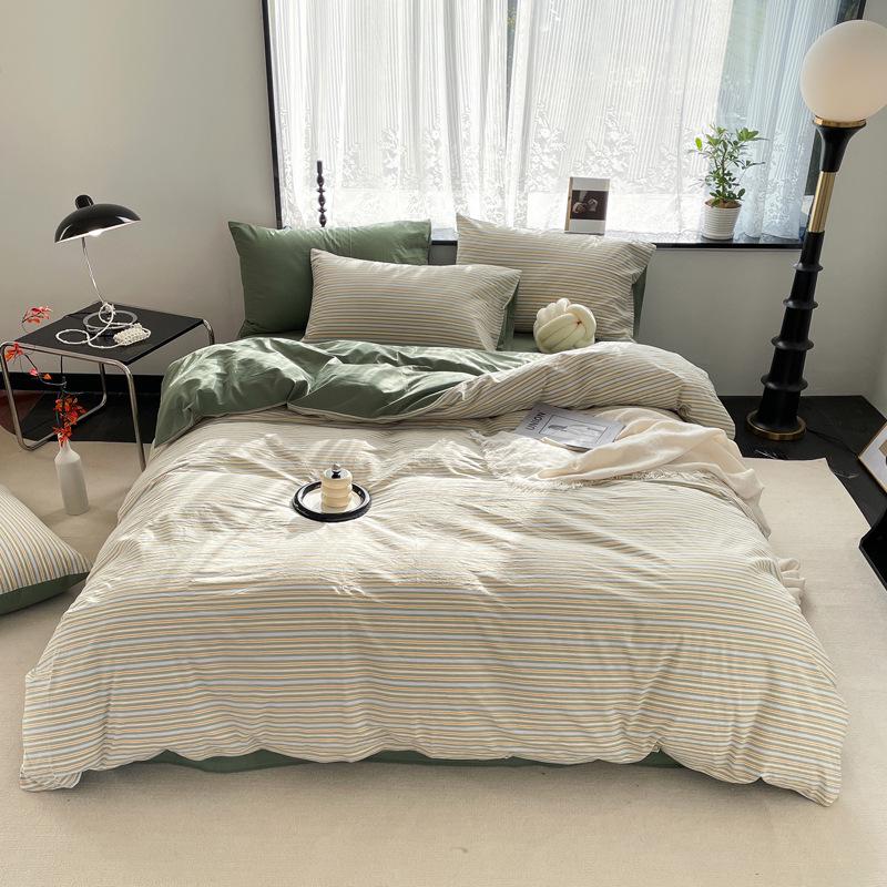 Серия AB Cotton: Комплект постельного белья из чистого хлопка для общежития - односпальный, из четырех частей с простынями