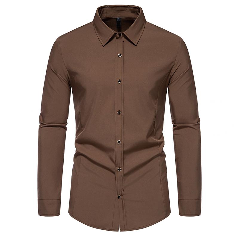 Мужская однотонная рубашка Cozy Up с длинными рукавами и складками, повседневная рубашка на пуговицах