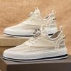 Men's shoes large mesh hollow breathable summer new board shoes heightening rotating button cover feet casual sports trendy shoes