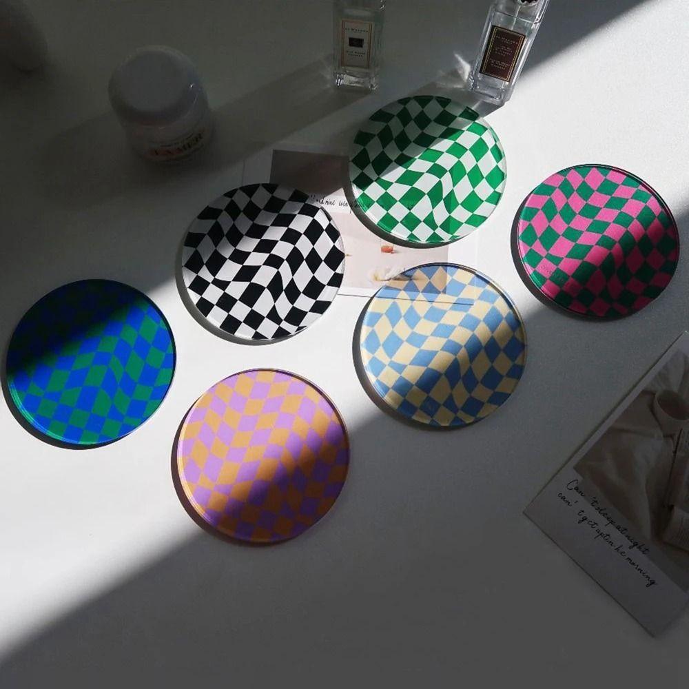 Heat Insulation Retro Cup Mat Waterproof Simple Bowl Pad Checkerboard Acrylic Coaster Hotel