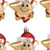 3Pcs Christmas Red Hat Star Ornaments Hand-Painted Plastic Hanging Decor for Tree Home Office Festive Party Decoration