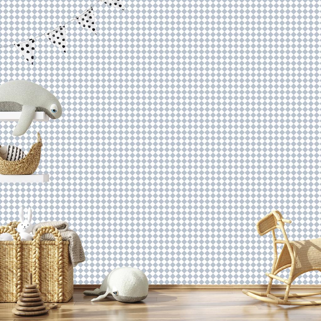 Geometric Diamonds Wallpaper Light Gray and White 50x1000