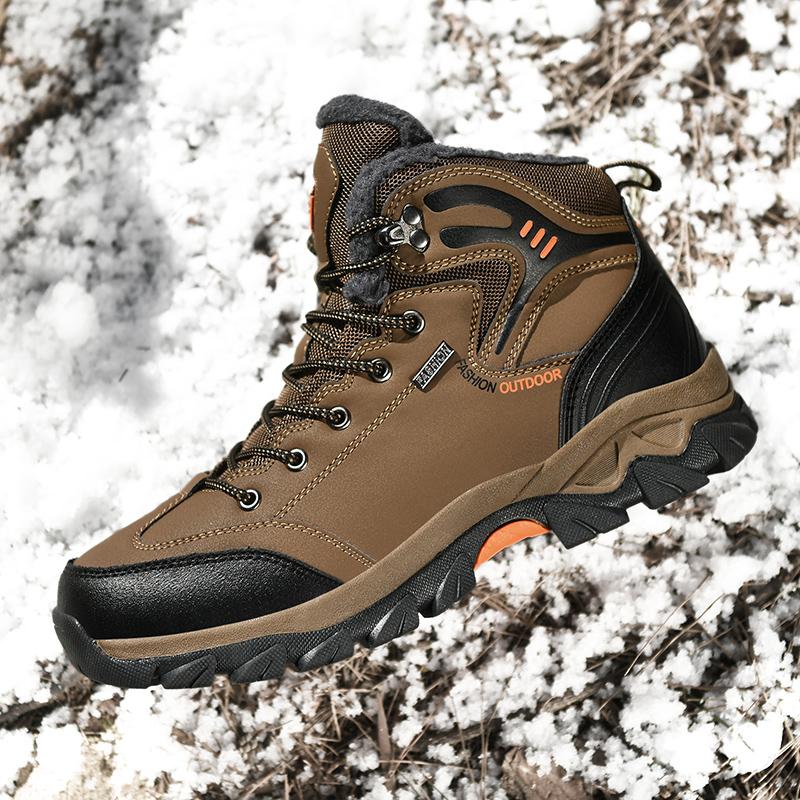 39-47 Мужская бархатная уличная обувь с высоким берцем, обувь для скалолазания большого размера, теплые походные ботинки для волос