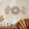 Modern Light Luxury High-end Three-piece Set Creative Sun Wall Clock Living Room Home Decoration Large Wall-mounted Silent Clock