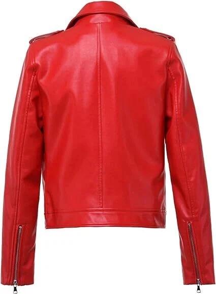Handmade Women's Jacket Red Leather Lambskin Stylish Pure Casual Soft Biker Fit