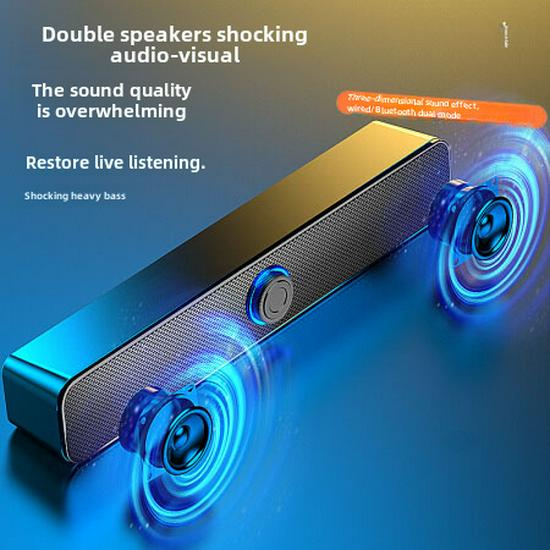Компактная настольная Bluetooth-колонка с проводным микрофоном, объемным звуком и мощными басами для игр