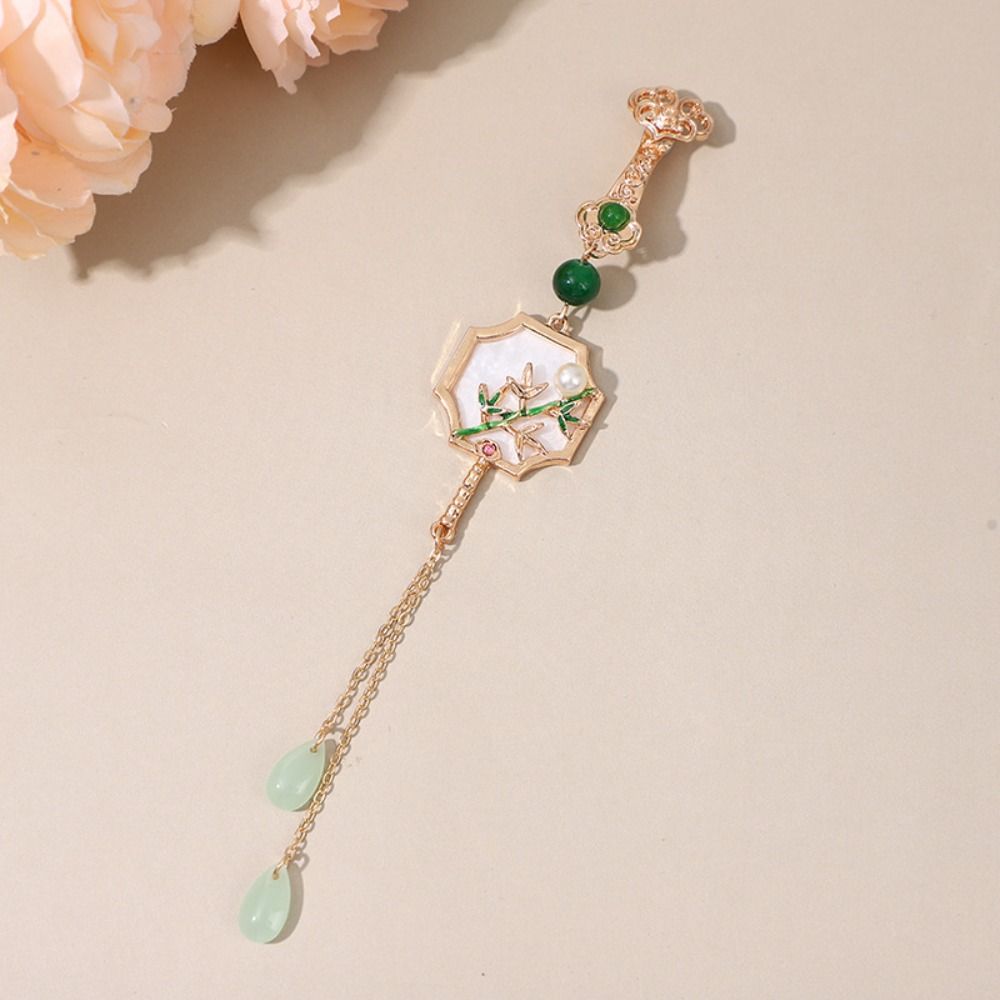 Long Tassel Chinese Style Brooch Electroplating Retro Lotus Brooch  Party Jewelry