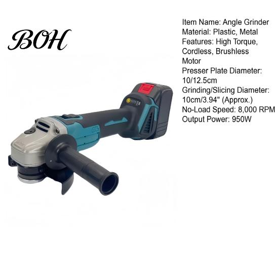 Ergonomic Power Grinder Lithium Brushless Angle Grinder, Adjustable Speed High Torque Electric Tool, 950W 8000RPM Heavy Duty Deburring Tool