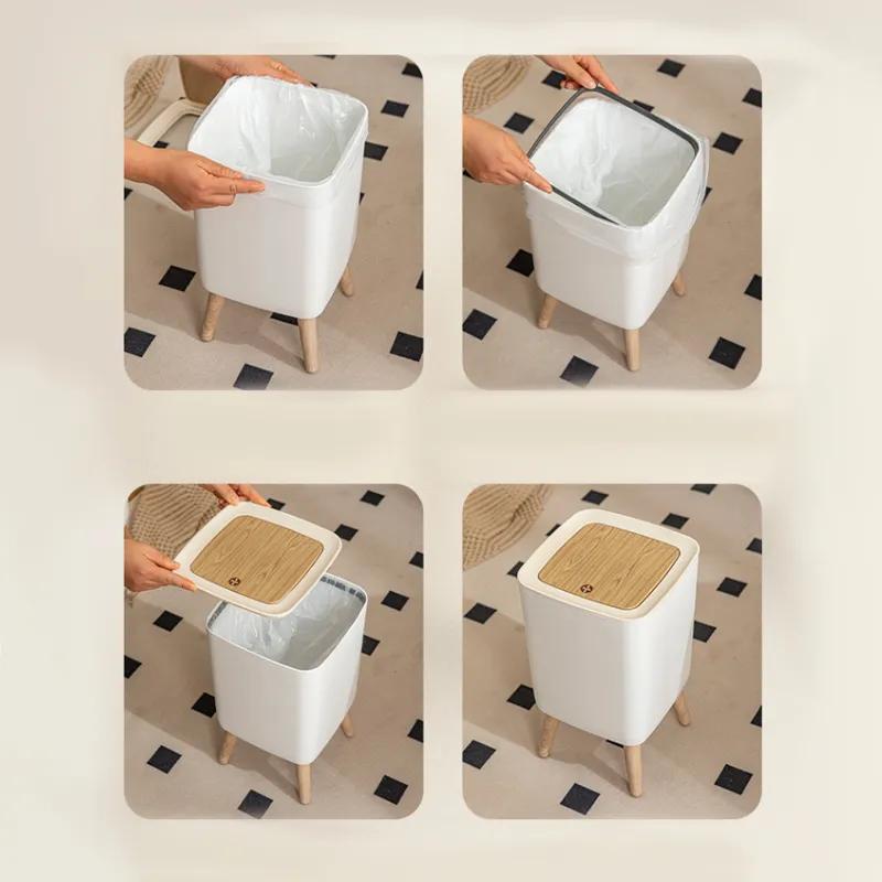 Дом Высококлассный Сенсорный Мусорный Бак Гостиная Высокая Ножка С Крышкой Нажимной Тип Спальня Настольный Креативный Стиль Контейнер для Хранения YLE440