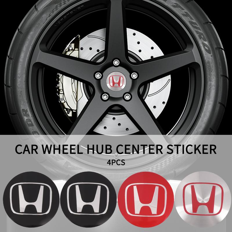 4PCS 56mm Car Wheel Center Hub Cap Emblem Stickers Decorate For Honda Civic XR-V CR-Z CRV HRV City Accord Legend Jazz RR VTi Fit