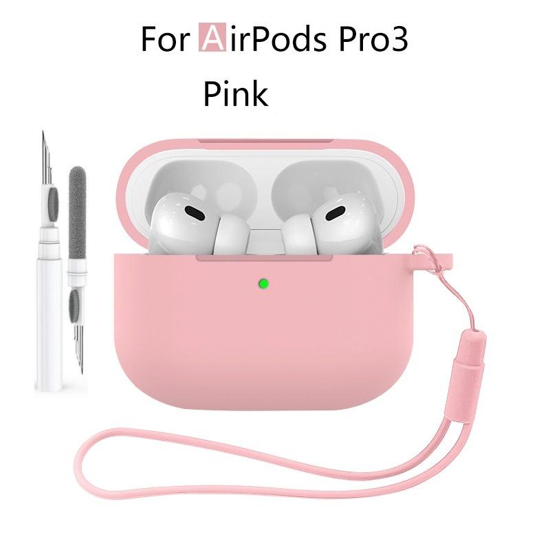 Новый 2025 Чехол для Apple Airpods Pro 3 Мягкий силиконовый Полная защитная крышка с чистящим набором и брелком для чехла Airpods Pro 3
