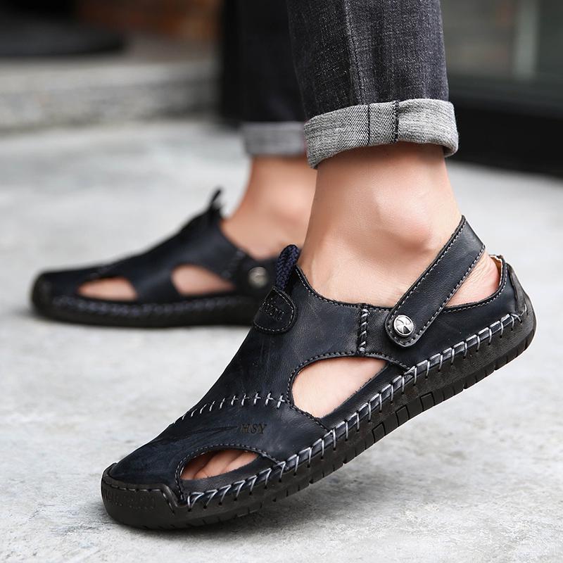 Men's Large Size Leather Beach Sandals