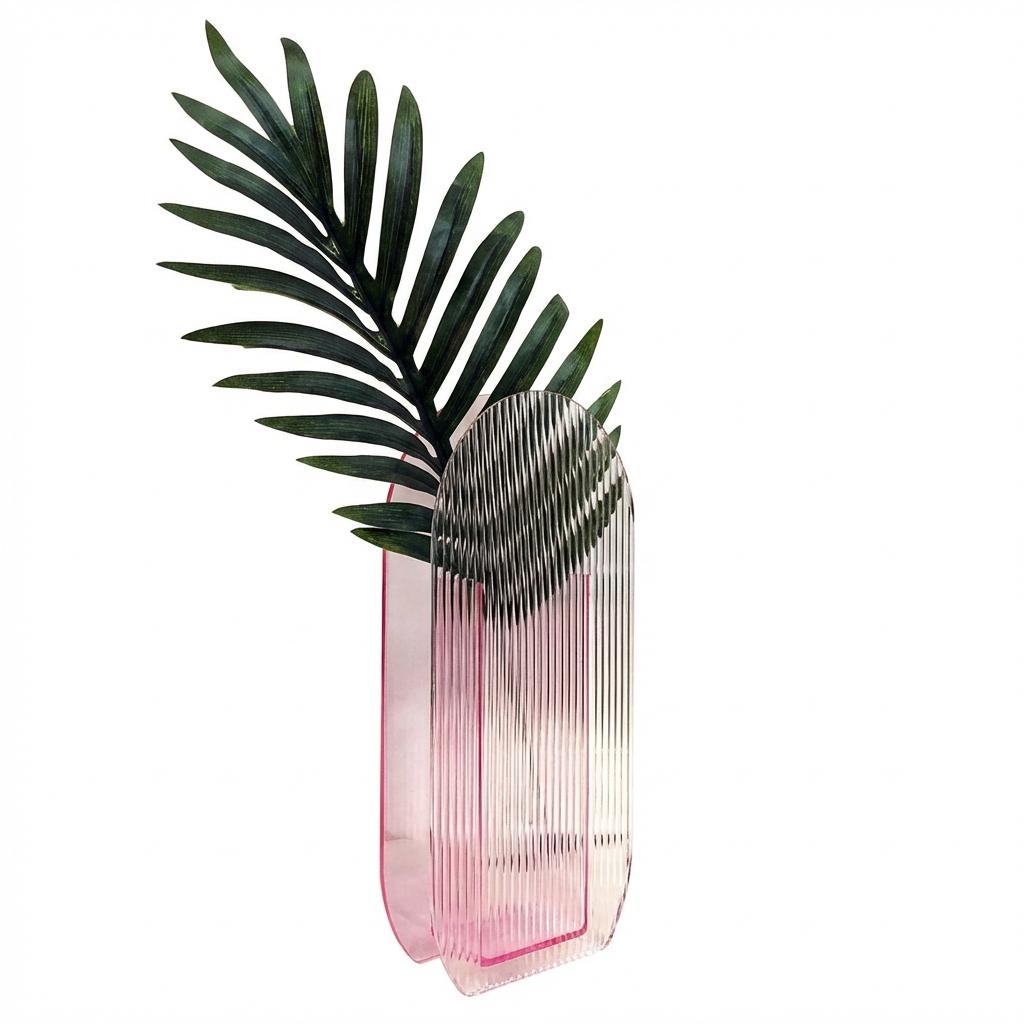 Acrylic Vase For Dry Flowers With Ripple Design Transparent Home Decor