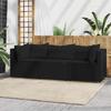VidaXL Garden Lounge Set 3 Pcs with Cushions Black Wicker, Outdoor Lounge Set, Furniture Set 319782