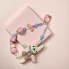 New Handmade Rabbit Mobile Phone Strap Short Wrist Strap Charm Keychain Camera Chain Lanyard With Slip Card With Slip Card