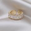 Настоящее золотое покрытие, корейский дизайн, модные ювелирные изделия, роскошное кольцо с полным цирконием, элегантные женские вечерние регулируемые аксессуары