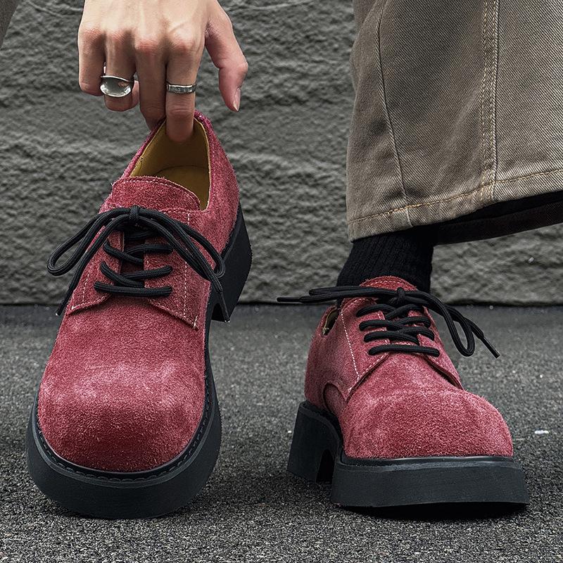 Туфли с большой головой мужские туфли трендовые черные нишевые Микки с высоким чувством дерби на толстой подошве с увеличением роста хулиганские красивые 9522-H