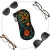 2D-Floral Print Zipper Sunglasses Case, Protective Eyewear Organizer with Colorful Botanical Pattern, Stylish Portable Glasses Container for Travel Ac