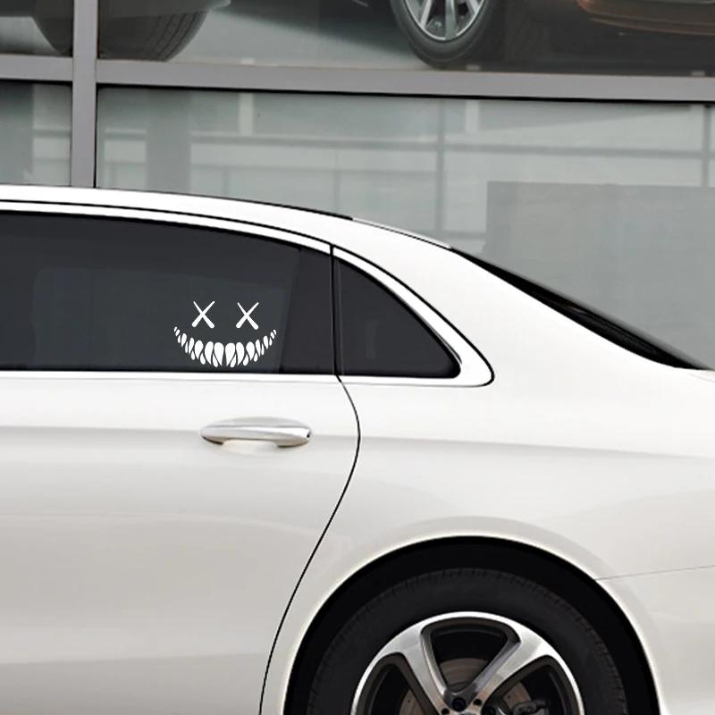 Наклейка с улыбающимся лицом демона на автомобиль, виниловая наклейка, водонепроницаемые декоративные наклейки для автомобиля