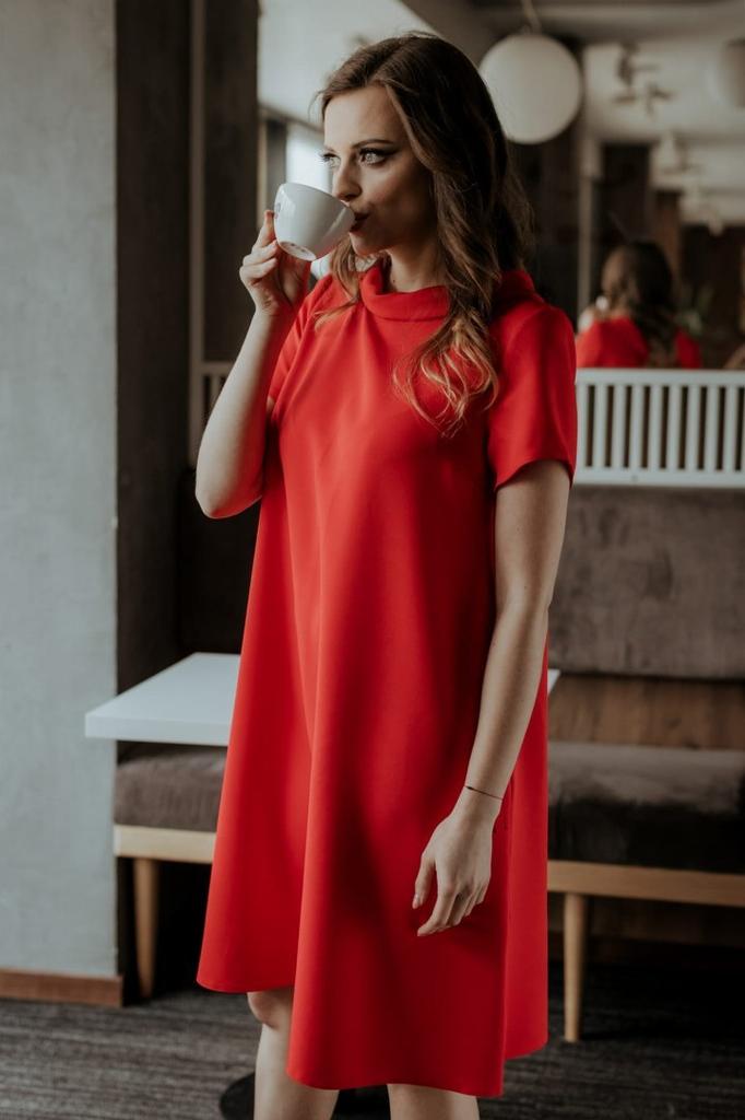 Midi dress with collar T373 white