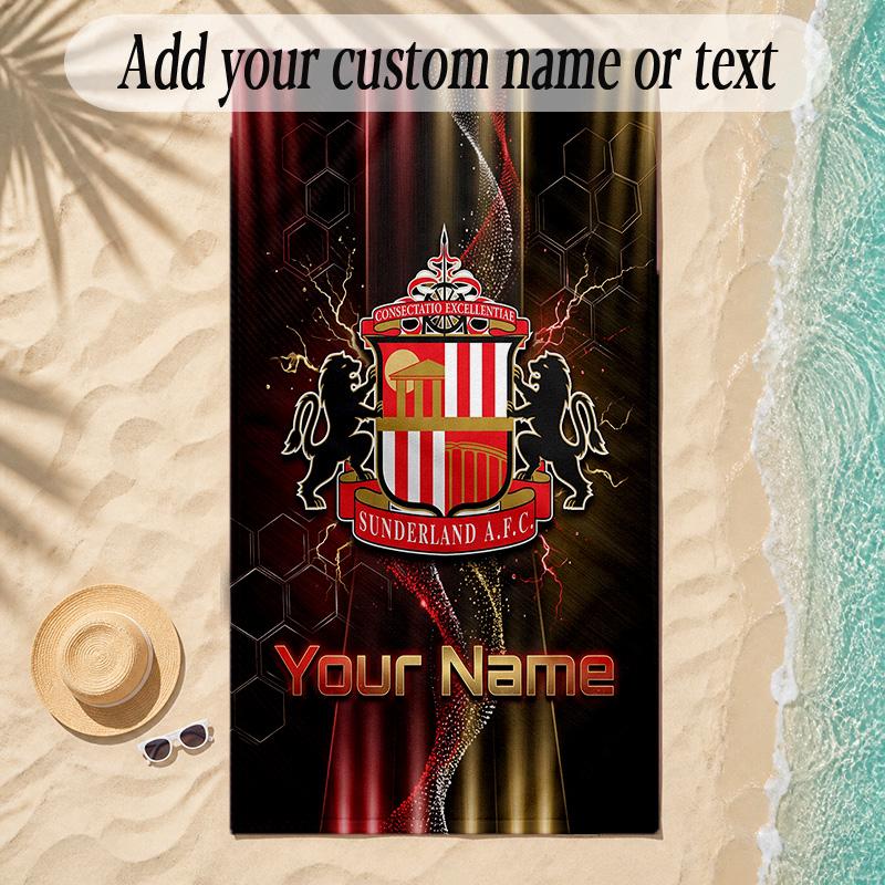 Beach TowelSunderland FC Custom Name Text Personalized Soft Towel for Beach Pool Indoor Home Decor Gift