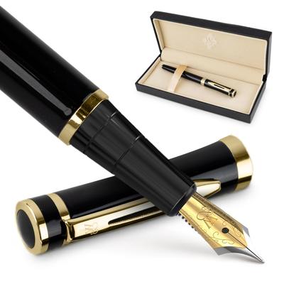 Wordsworth & Black Набор перьевых ручек, средний кончик, 6 картриджей и заправочный конвертер, подарочный футляр, для ведения дневника, каллиграфии, ручка с гладким пишущим инструментом [