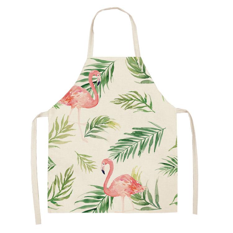 Tropical Plants Kitchen Aprons For Women Home Flower Baking Baking Cafe Cotton Linen Cleaning Aprons 38x47cm