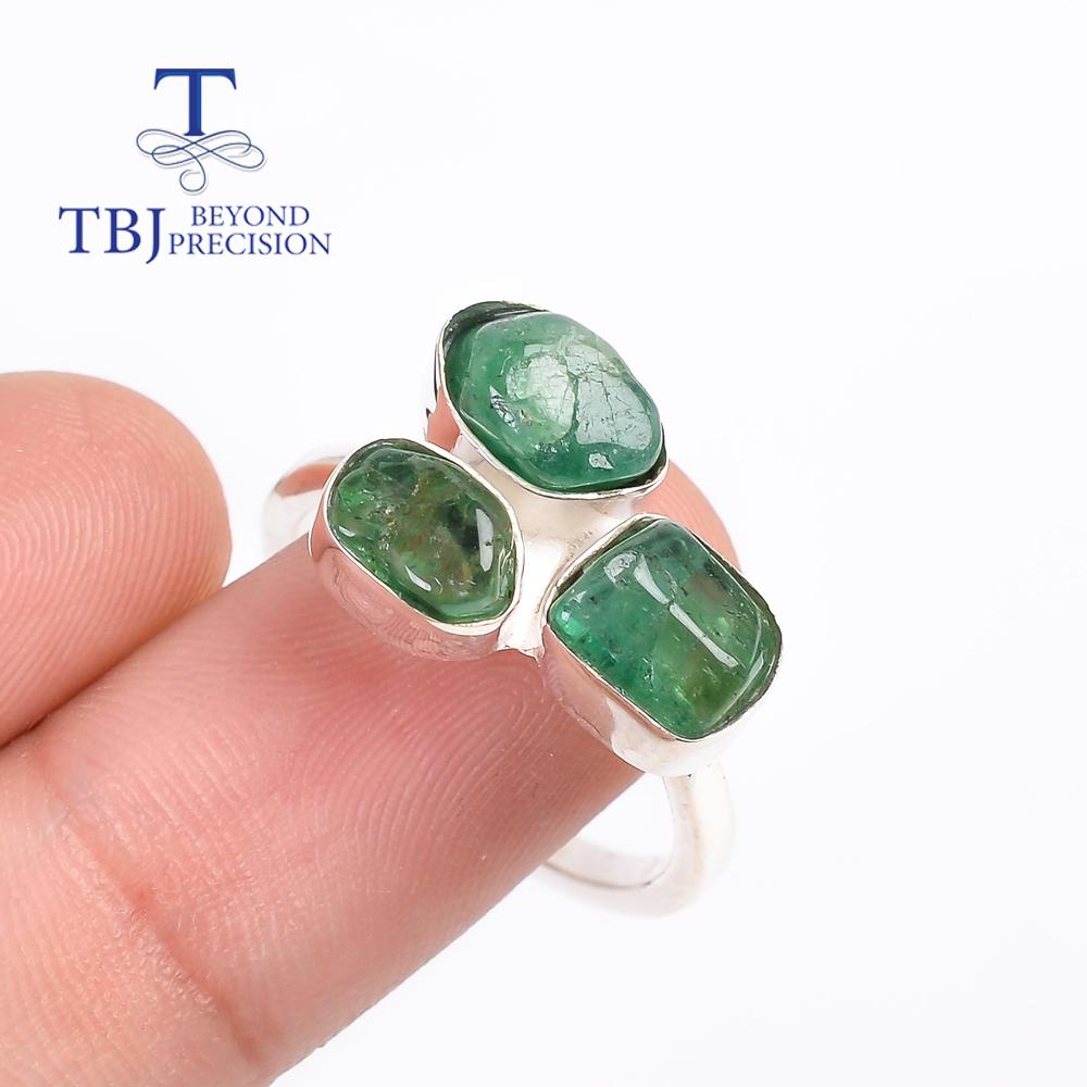 Уникальное кольцо ручной работы с натуральным изумрудом, простой дизайн, грубый драгоценный камень, женское ювелирное изделие из чистого серебра 925 пробы