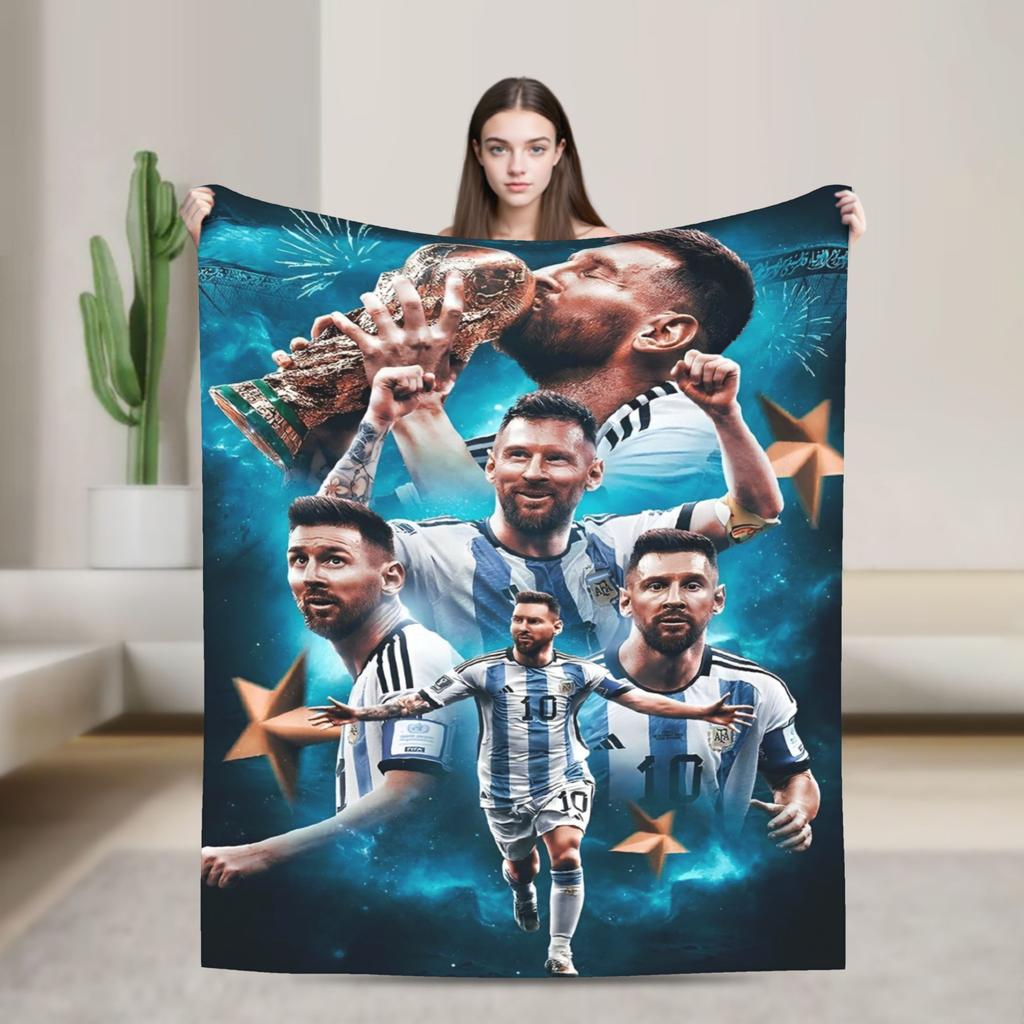 Argentina Number 10 Football Soccer Flannel Blanket Messied Awesome Throw Blanket for Home Hotel Sofa 150*125cm Bedspread