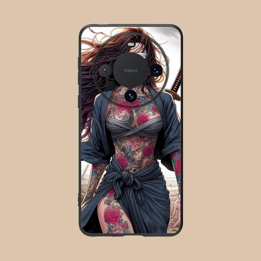 Модный Чехол для Телефона Девушка с Татуировкой для Huawei Mate 60 50 40 30 20 10 Pro Plus Lite E 5G Цветная Печать Красивый Чехол