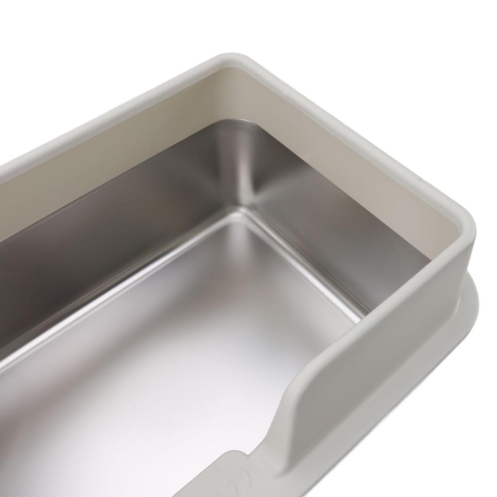 KIMISS Stainless Steel Cat Litter Box, Large Capacity, High Rim to Prevent Splashing, Open Top with Scoop, Semi-Enclosed, Metal, for Pets