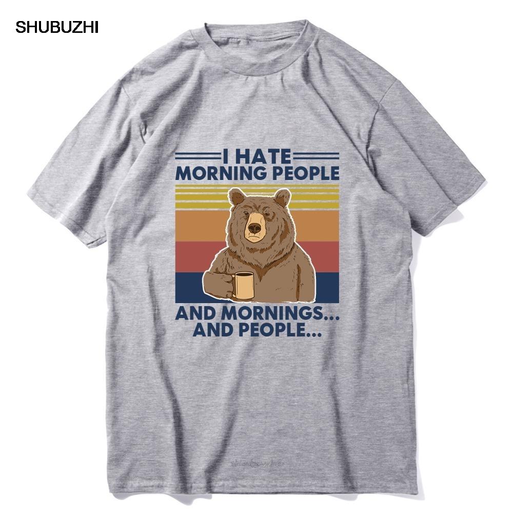 Кемпинг Медведь Я Не Люблю Утренних Людей и Утра и Людей Винтажная Шея Летняя Мужская хлопковая Футболка Юмор Подарок женщины Топ футболка 3XL