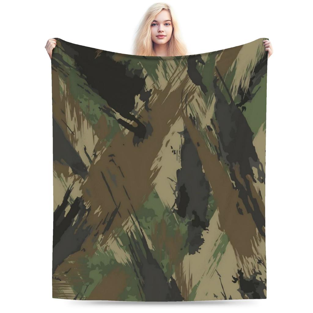 Super Warm Blanket Kids Camping Green And Brown Camo Bedding Throws Flannel Bedspread For Home Decor Graphic Sofa Bed Cover