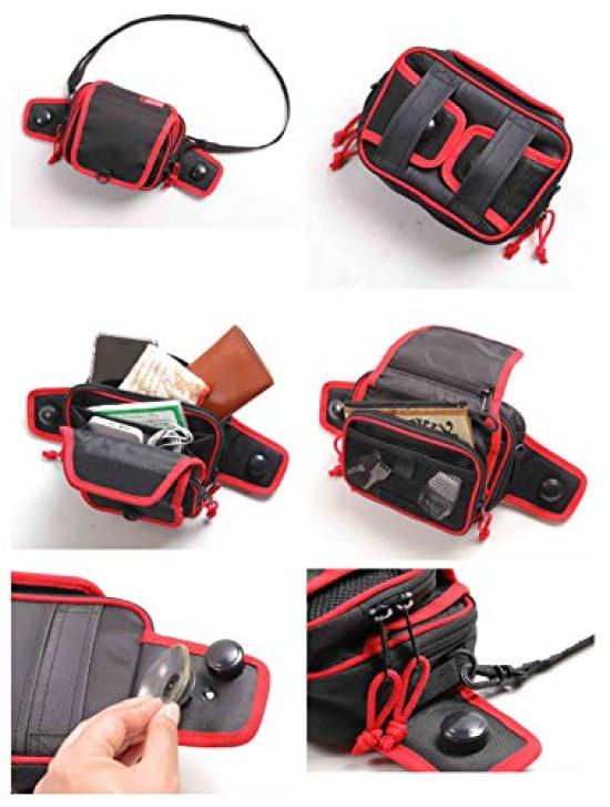 Сумка-мешок для бака DEGNER Suction Cup Pouch Pipeing 1.5L Black/Red NB-180