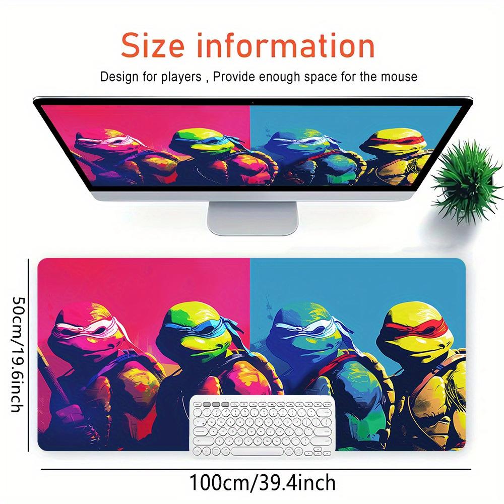 1pc Large Gaming Mouse Pad, UV Reactive Non-Slip Desk Mat, Washable PolyesterNinja, Turtles, HeroesComputer Pad with Vibrant Game Machine Pr