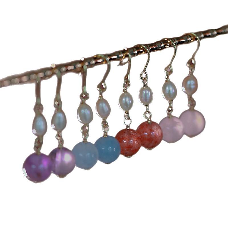DJ Jewelry Cherry Blossom Freshwater Pearl Women's Earrings, Sweet Summer Style, Crystal Drop Earrings, High-End Gift