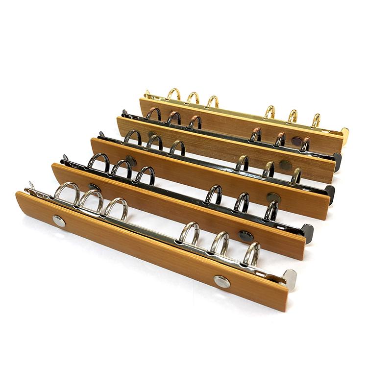 A6 Detachable Buckle Loose-leaf Binder Strip with Bamboo Back Panel 6 Holes Metal Ring Binder Clips for Data Book Album Notebook