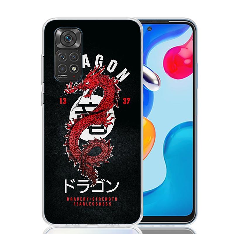 Японский Темный Дракон Татуировка Чехол для Телефона Для Xiaomi Redmi Note 15 14 13 12S 12 Pro Plus 11S 11E 11 11T 10S 10 Арт Мягкий Узор Cov